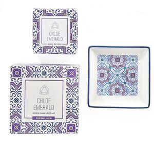 Chloe Emerald Emery Soap Dish Set • NIB